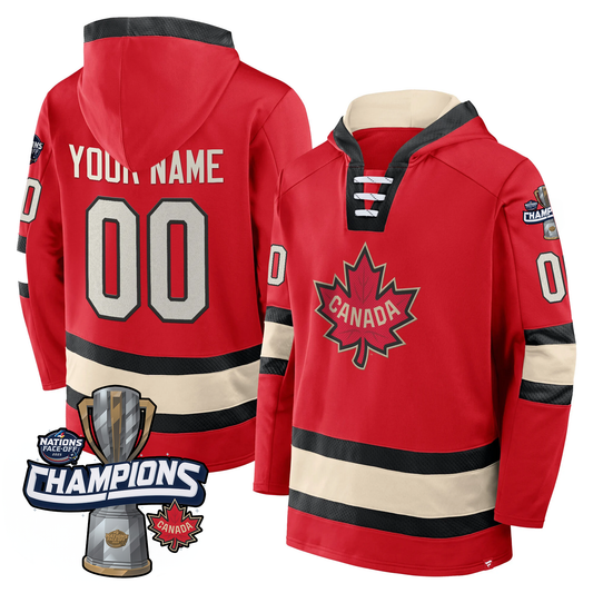Custom Canada 2025 4 Nations Face-Off Champions Hoodie-NQD