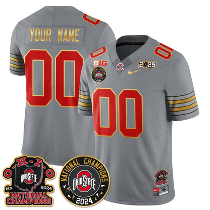 OSU 'Heritage Stripe' 2025 CFP Patch - National Champions Gold Custom Jersey N5 - All Stitched