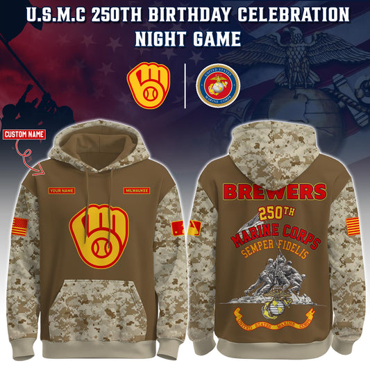 MIL U.S.M.C 250th Birthday Pullover Hoodie - Printed-NQD
