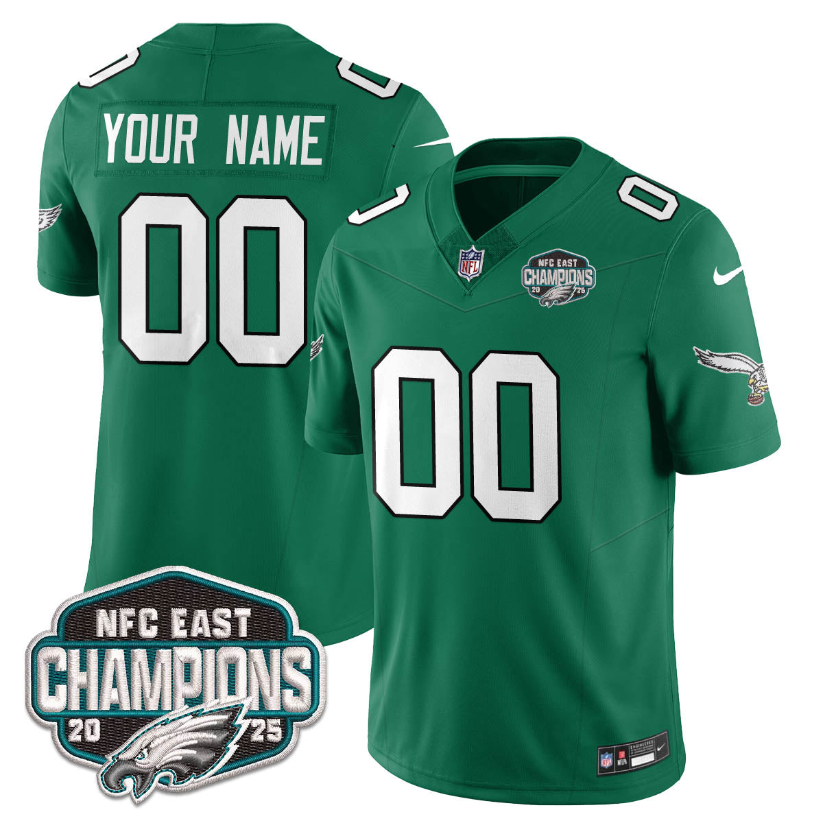 PHI NFC East Champions Vapor Limited Custom Jersey - All Stitched