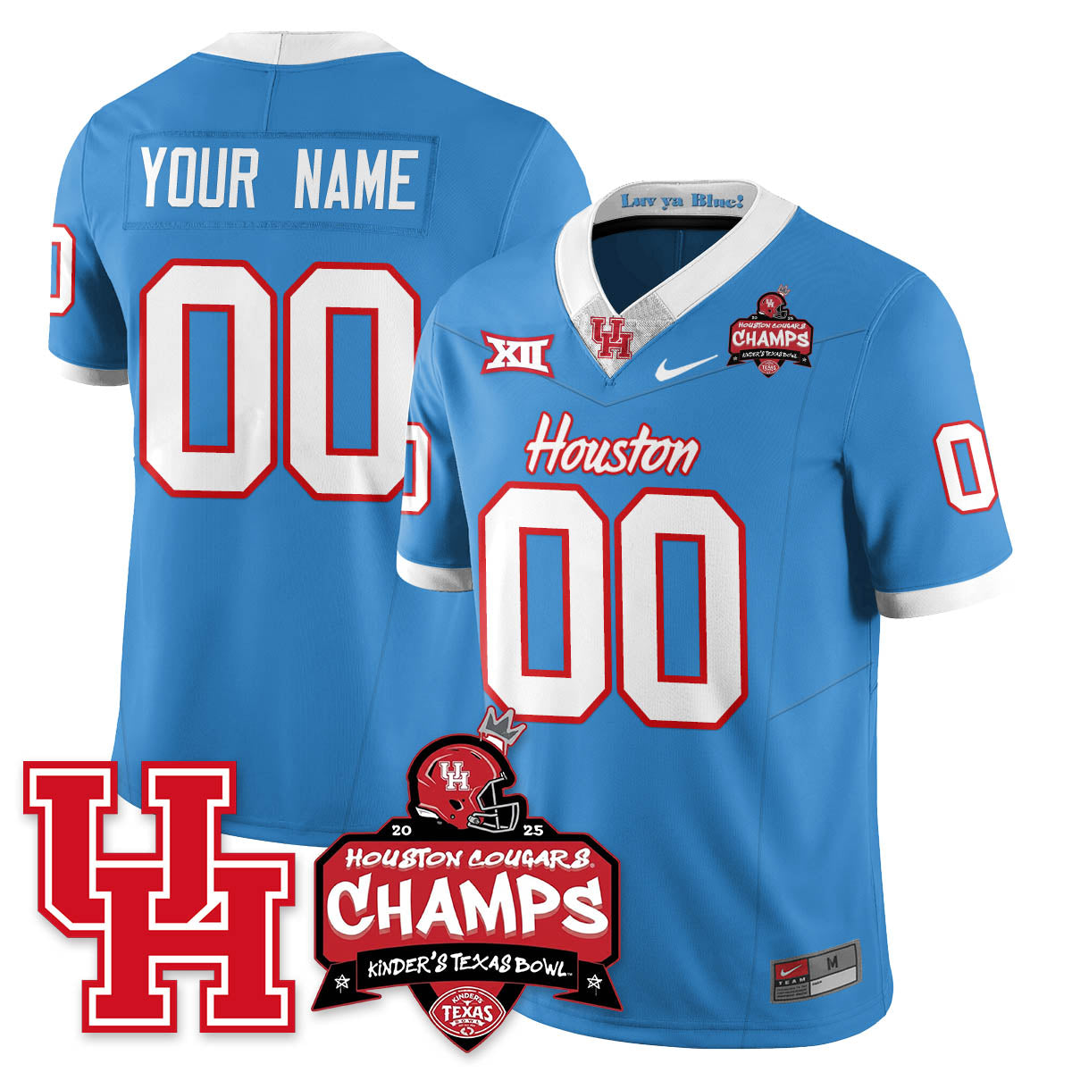 Houston Cougar Football 2025 Kinder's Texas Bowl Champions Jersey - All Stitched