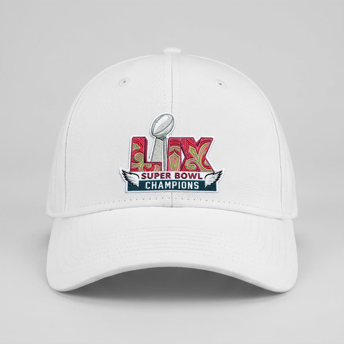Philadelphia Eagles Champions SB LIX Baseball Custom Cap - Embroidered