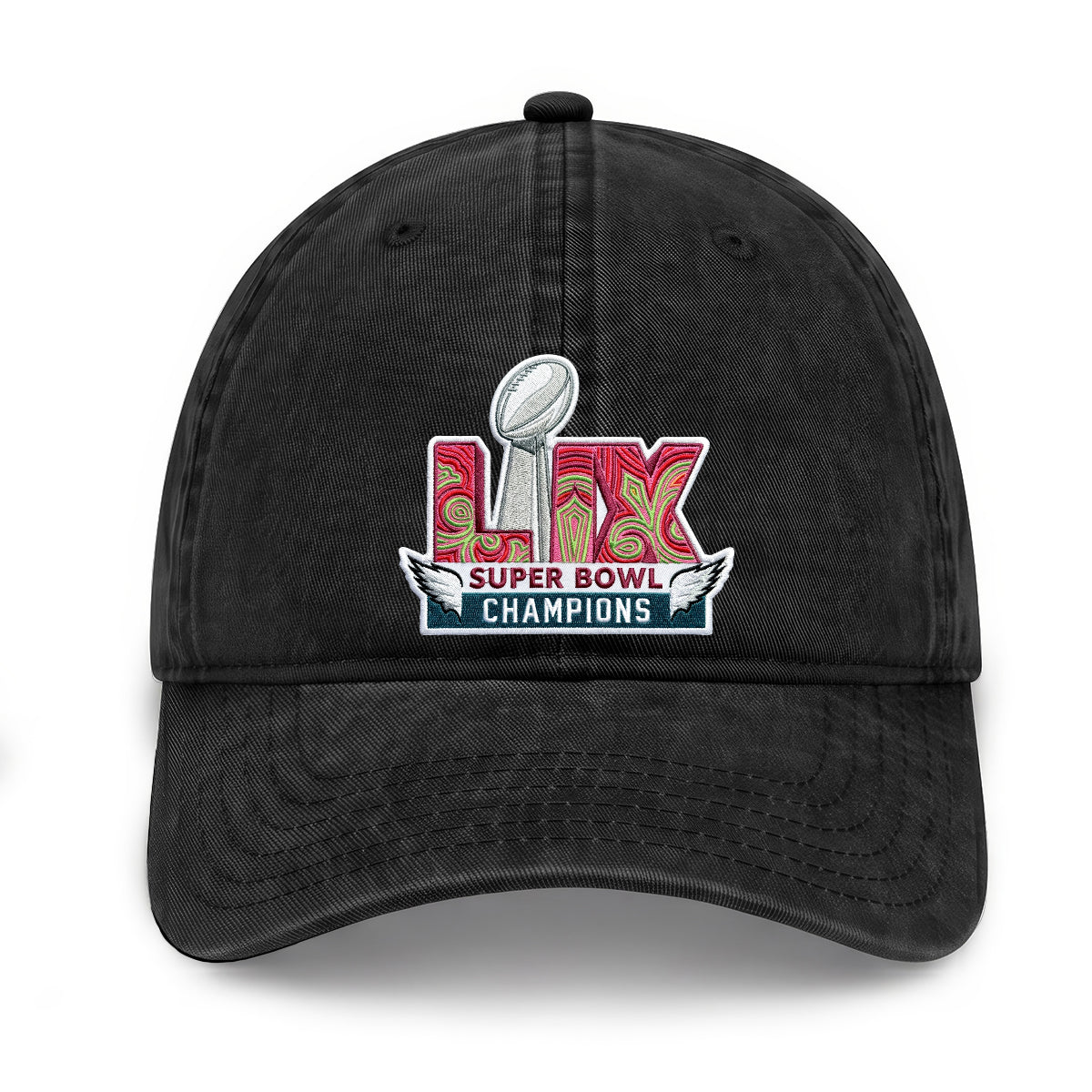 Philadelphia Eagles Champions SB LIX Baseball Wash Hat - Embroidered