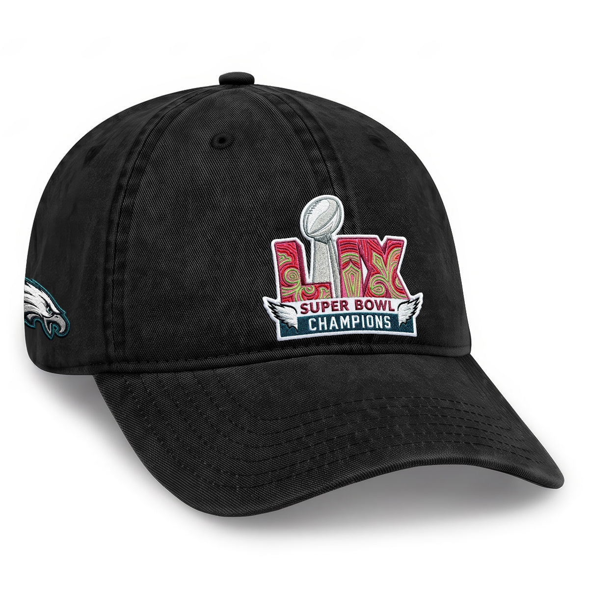 Philadelphia Eagles Champions SB LIX Baseball Wash Hat - Embroidered