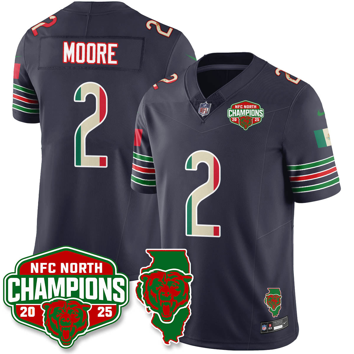 CHI Mexico NFC North Division Champions Vapor Limited Jersey - All Stitched
