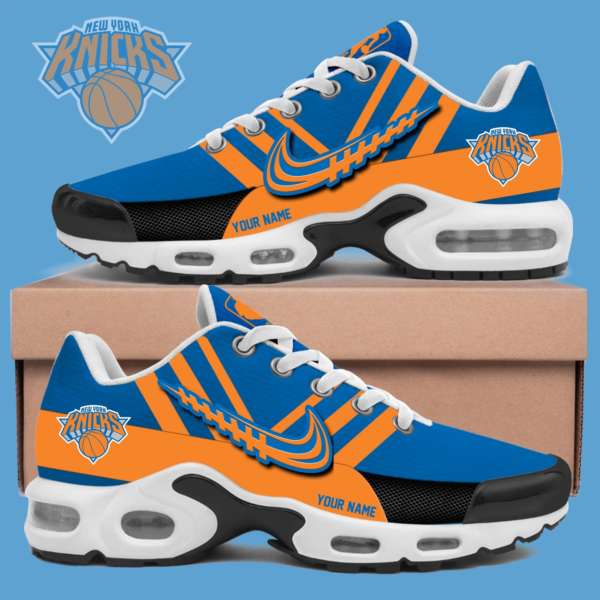New York Knicks Personalized Air Max Plus Sneakers