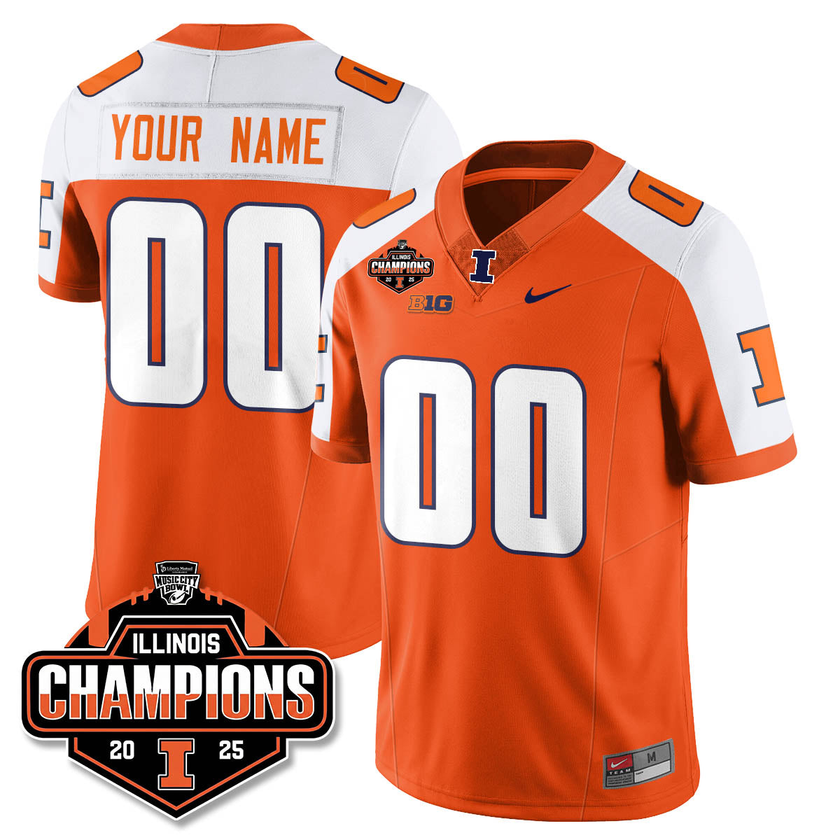 ILL Football 2025 Music City Bowl Champions Limited Custom Jersey - All Stitched