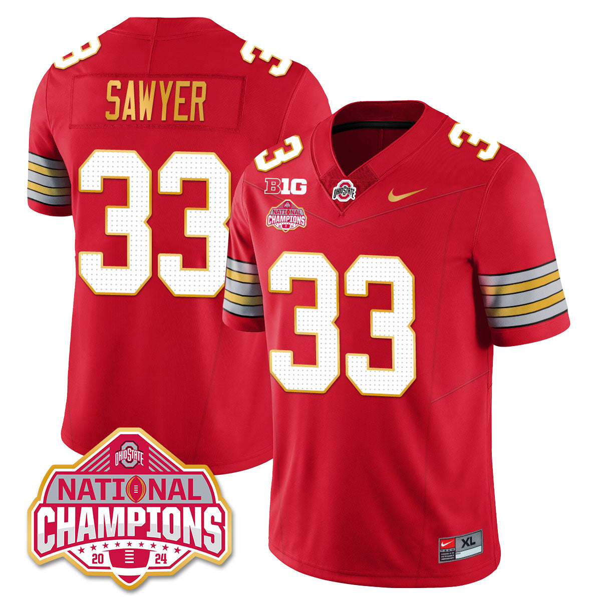OSU 'Heritage Stripe' 2025 CFP Patch - National Champions Jersey - All Stitched