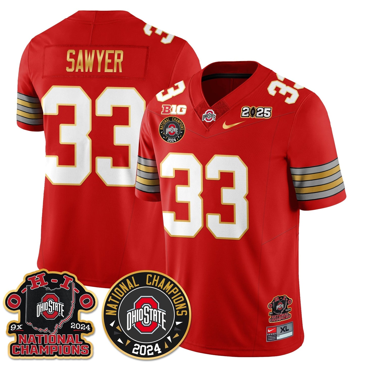 OSU 'Heritage Stripe' 2025 CFP Patch - National Champions Jersey N5 - All Stitched