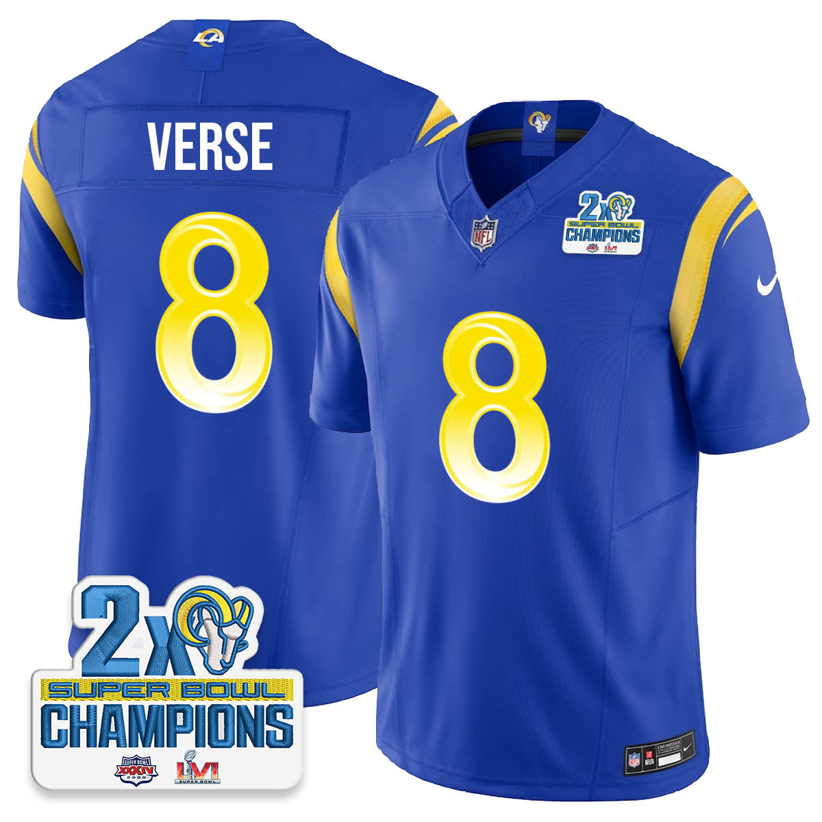 LAR 2-Time Champions Patch Vapor Limited Jersey - All Stitched 1