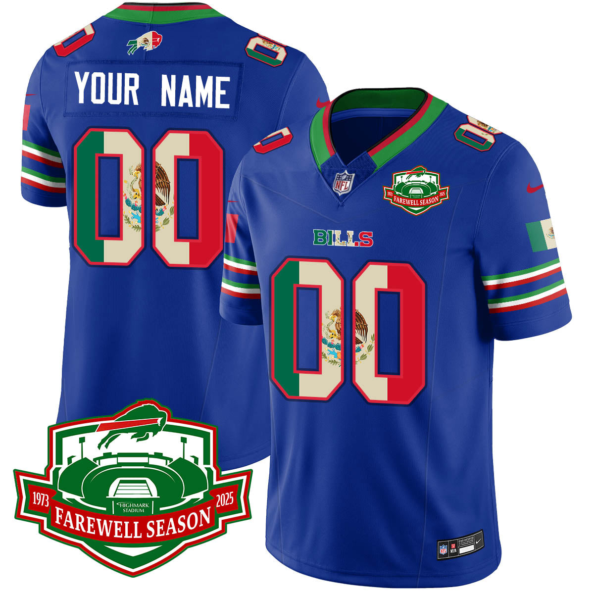 BUF Mexico Vapor Limited Custom Jersey - Stitched-NQD