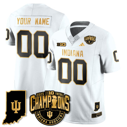 Indiana H Vapor Limited Football Gold Custom Jersey - Big 10 Champions - All Stitched