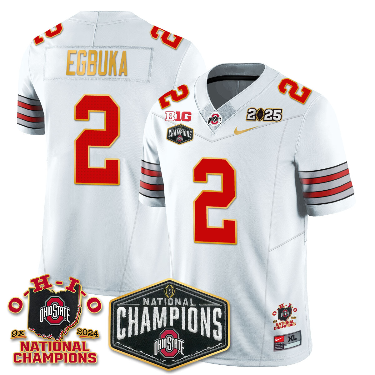 OSU 'Heritage Stripe' 2025 CFP Patch - National Champions Jersey N8 - All Stitched
