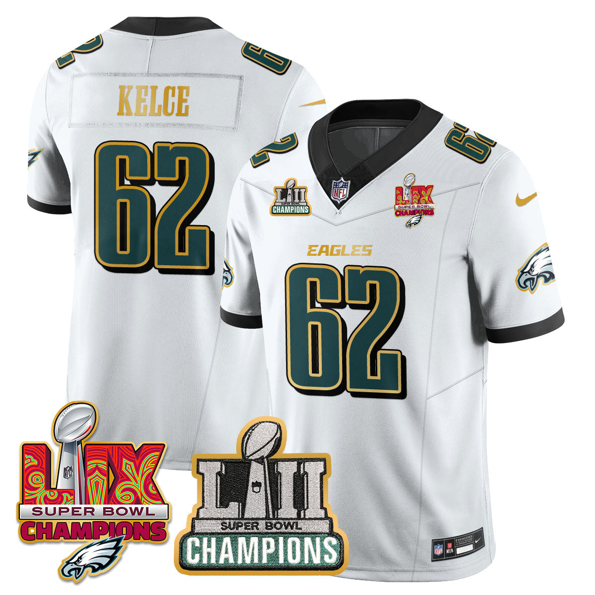 PHI LII-LIX Super Bowl Champions Vapor Limited Gold Jersey - All Stitched
