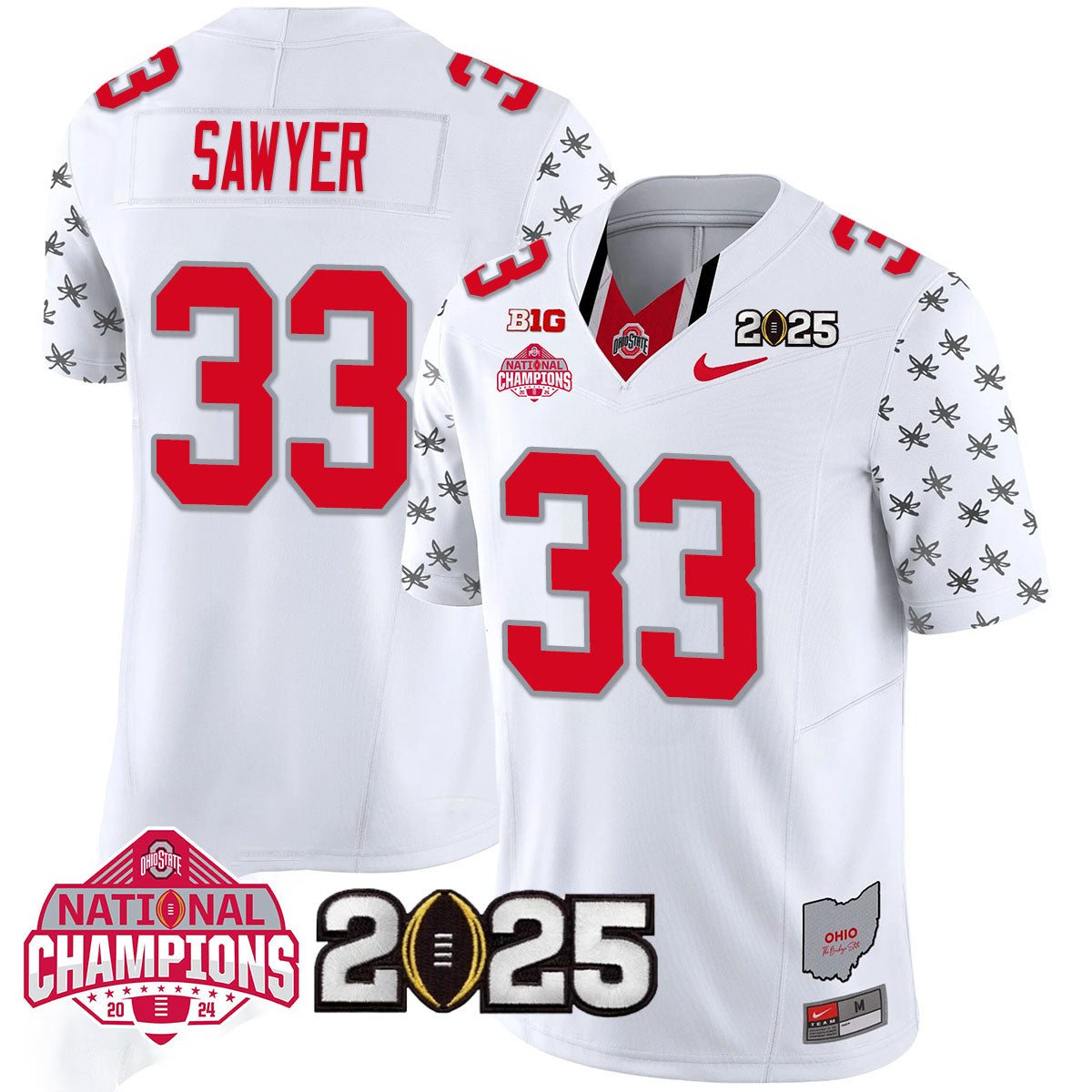 OSU 'Heritage Stripe' 2025 CFP Patch - National Champions Jersey - All Stitched