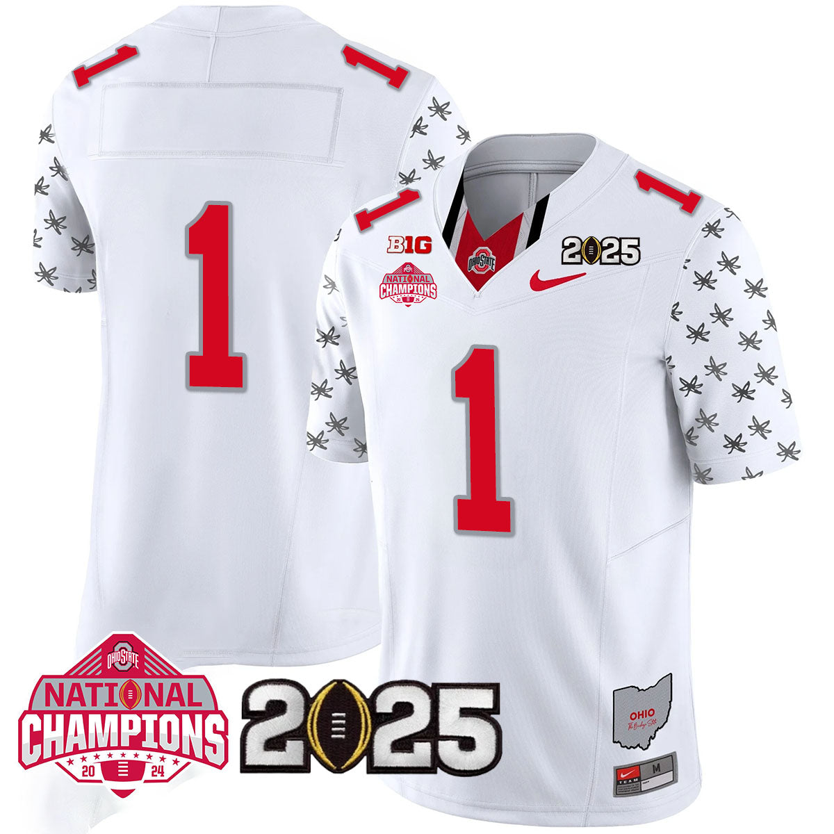 OSU 'Heritage Stripe' 2025 CFP Patch - National Champions Jersey N19 - All Stitched