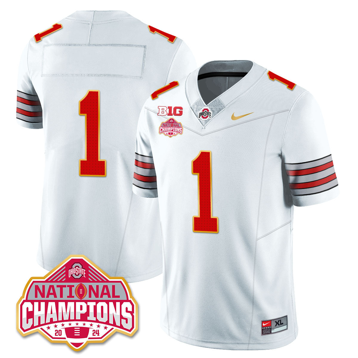 OSU 'Heritage Stripe' 2025 CFP Patch - National Champions Jersey N19 - All Stitched