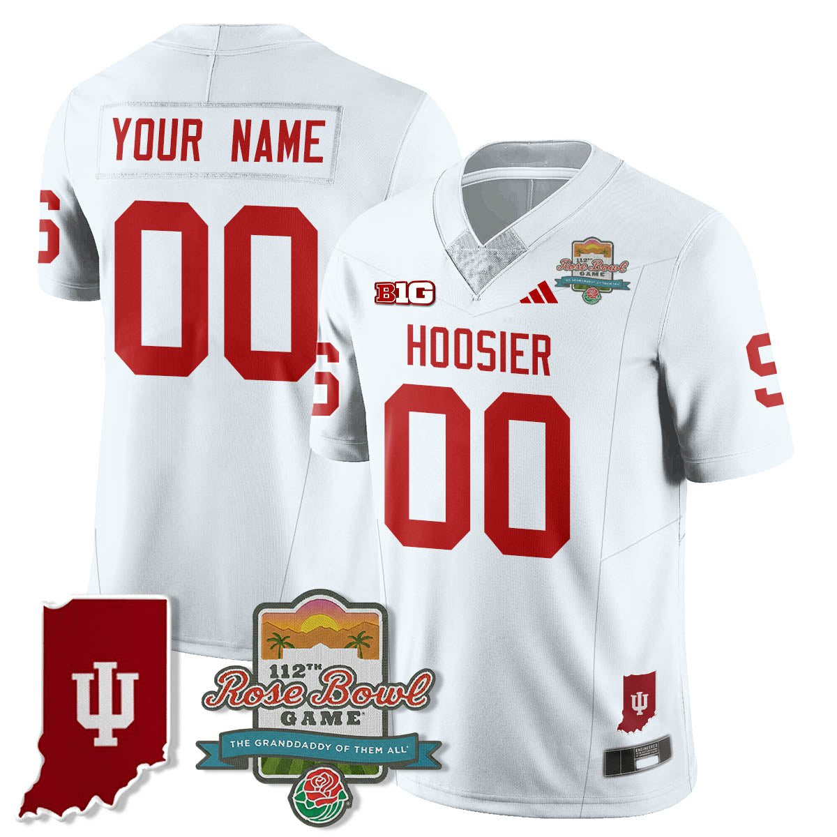 Indiana Hoosiers Vapor Limited Football Custom Jersey - Rose Bowl 112th - All Stitched
