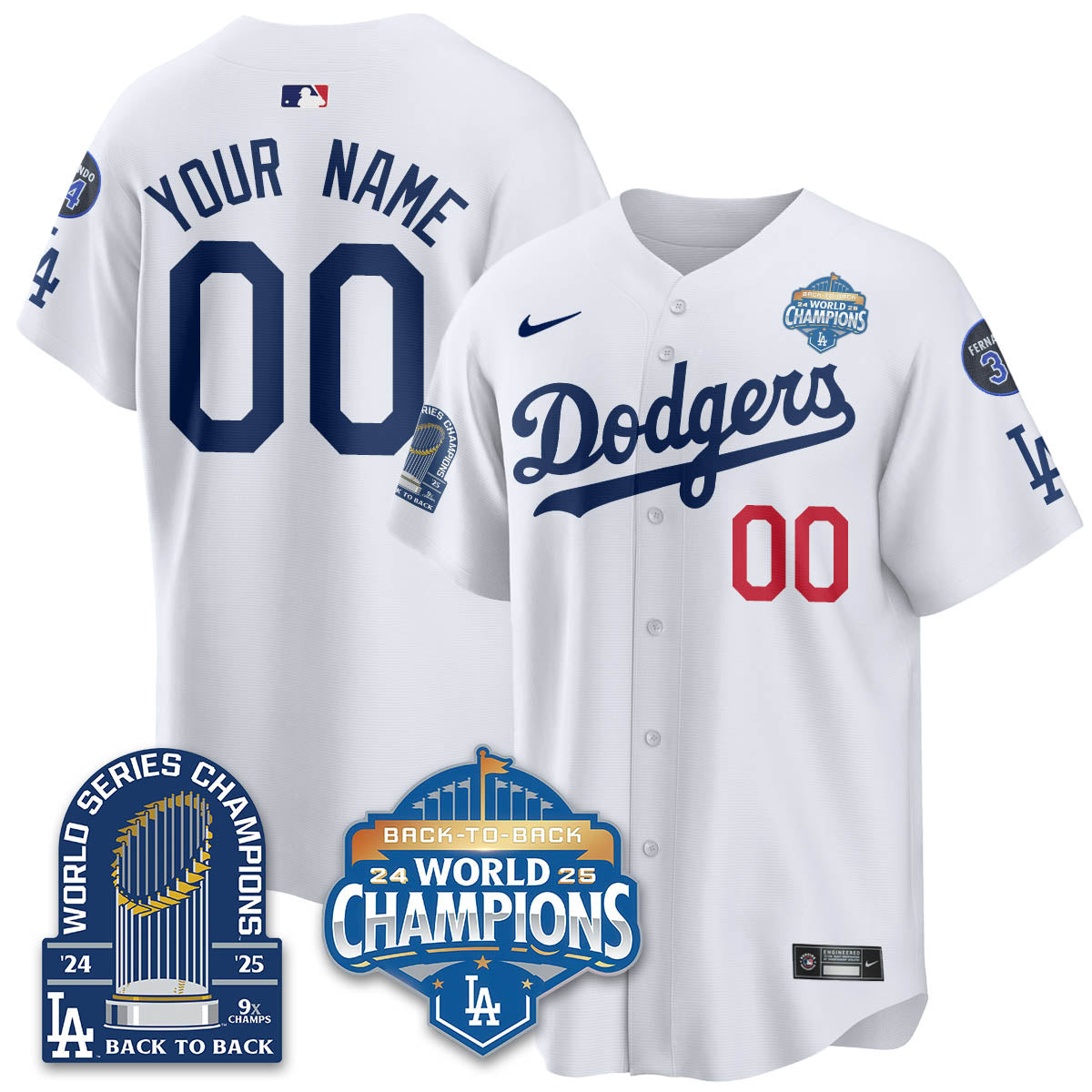 Custom LAD 2025 World Series Champions Jersey - 9x Champs - Stitched-NQD