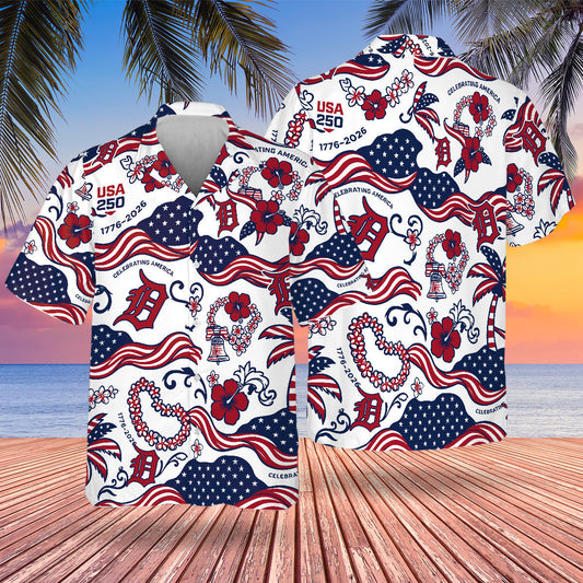 DET Special Semiquincentennial Hawaiian Design Button Shirt V3-NQD