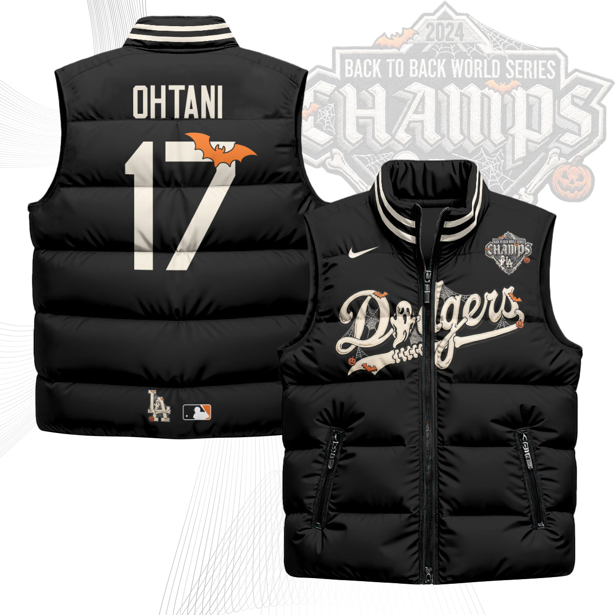 Los Angeles Dodgers Halloween 2026 Unisex Puffer Vest - Printed-NQD