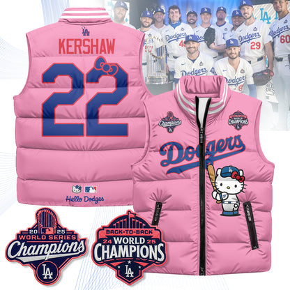 Los Angeles Dodgers Meow KT Edition Unisex Puffer Vest - Printed-NQD