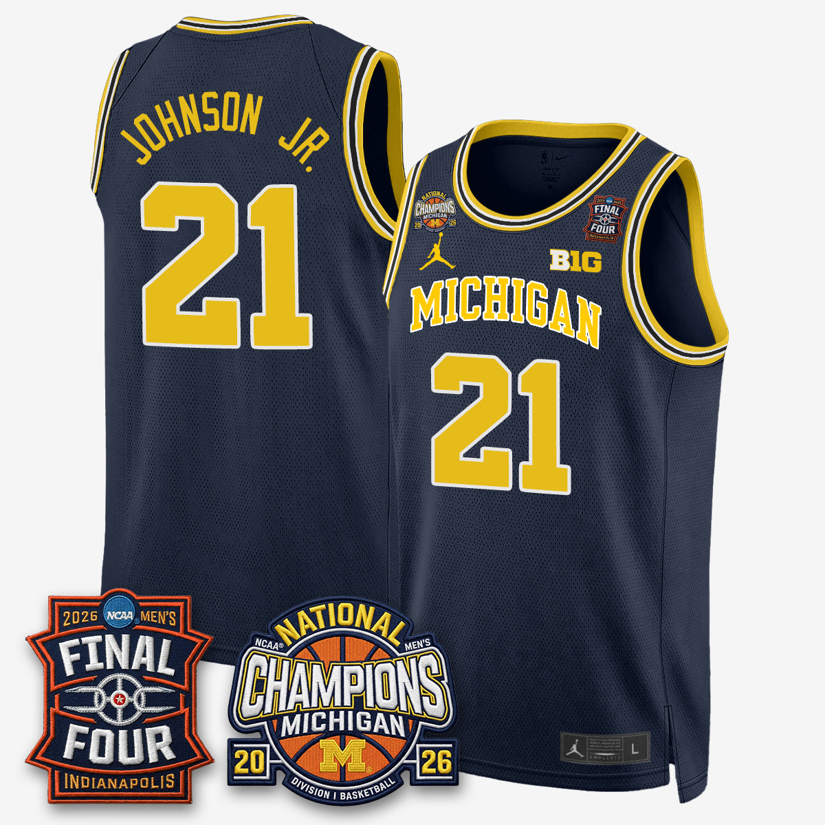 MICH Basketball National Champions Big Text Limited Vapor Jersey - Stitched-NQD
