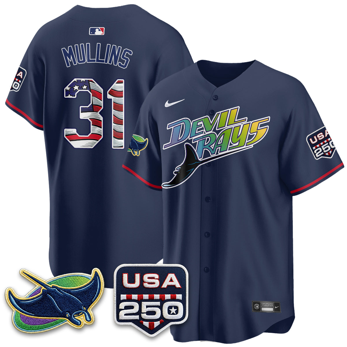 Tampa Bay Rays Independence Day USA 2026 City Connect Vapor Jersey - Stitched