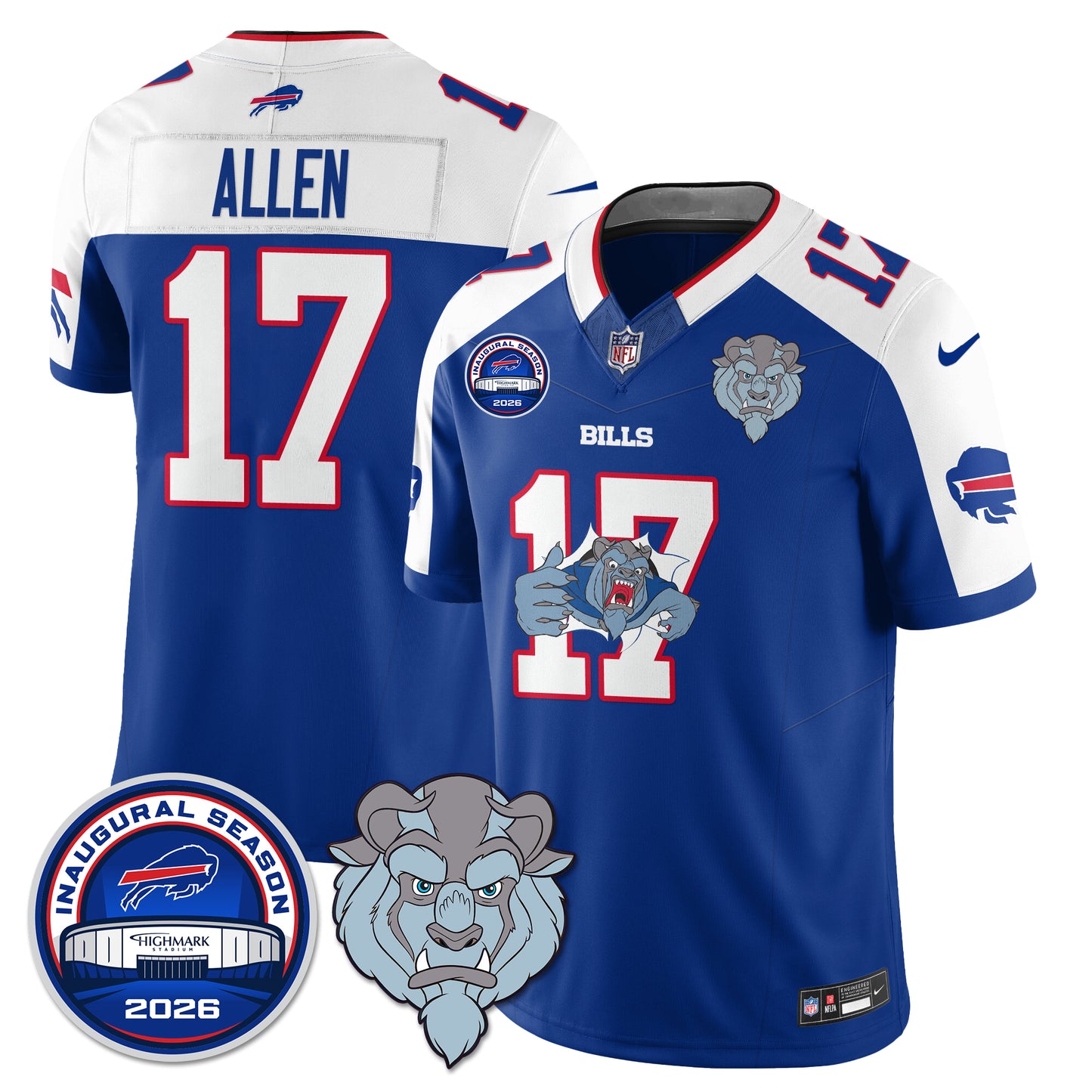 Buffalo Bills x Hairy Blue Beast Edition Vapor Jersey - Stitched