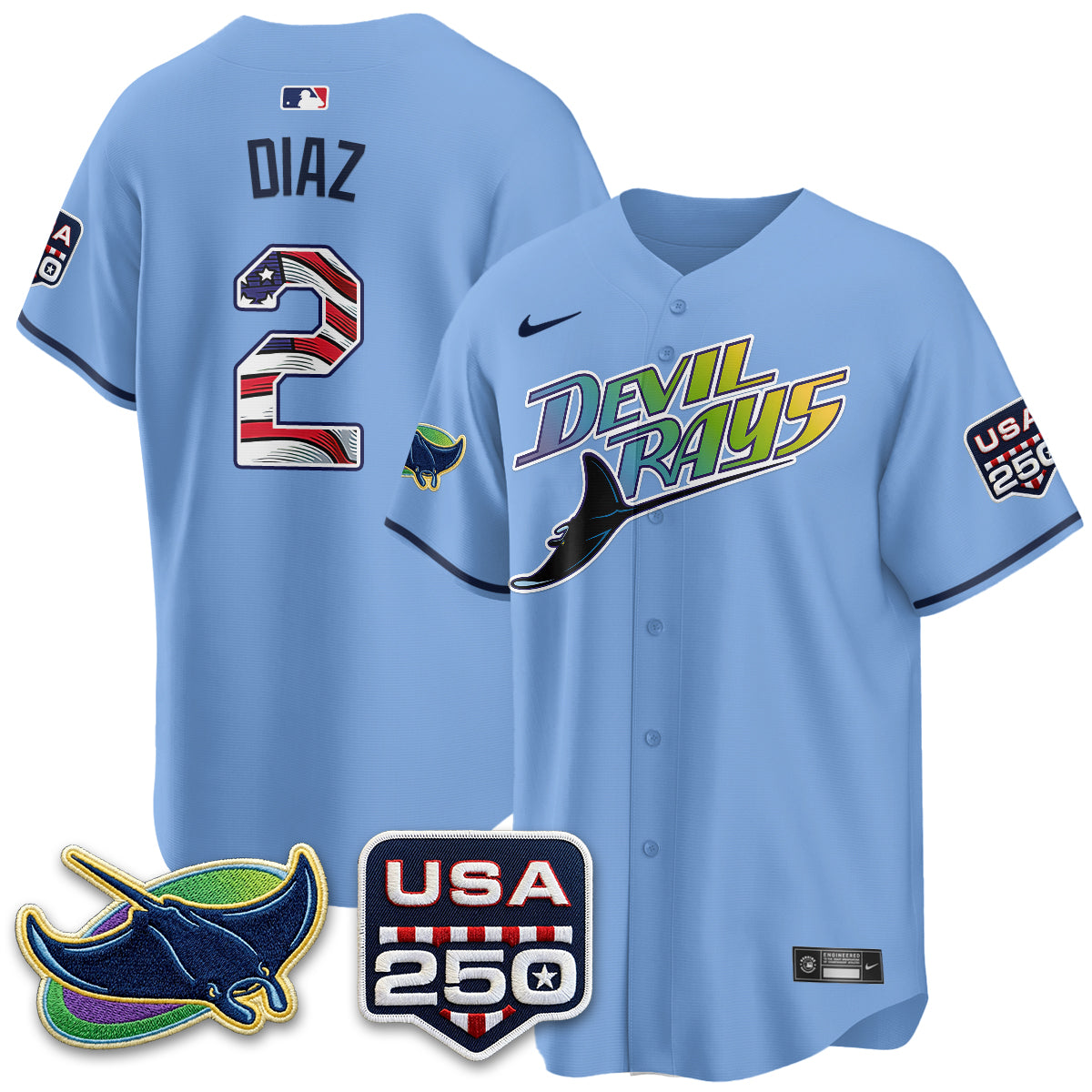 Tampa Bay Rays Independence Day USA 2026 City Connect Vapor Jersey - Stitched