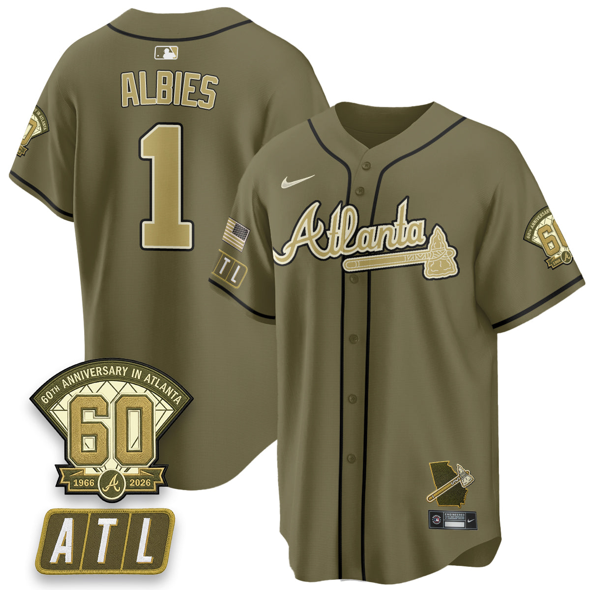 ATL New Era Olive 2026 Armed Forces Day Vapor Limited Jersey - Stitched-NQD