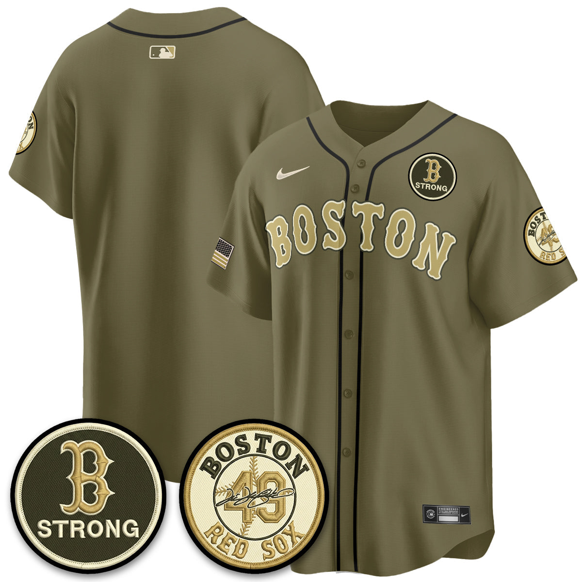 BOS New Era Olive 2026 Armed Forces Day Jersey - Stitched-NQD