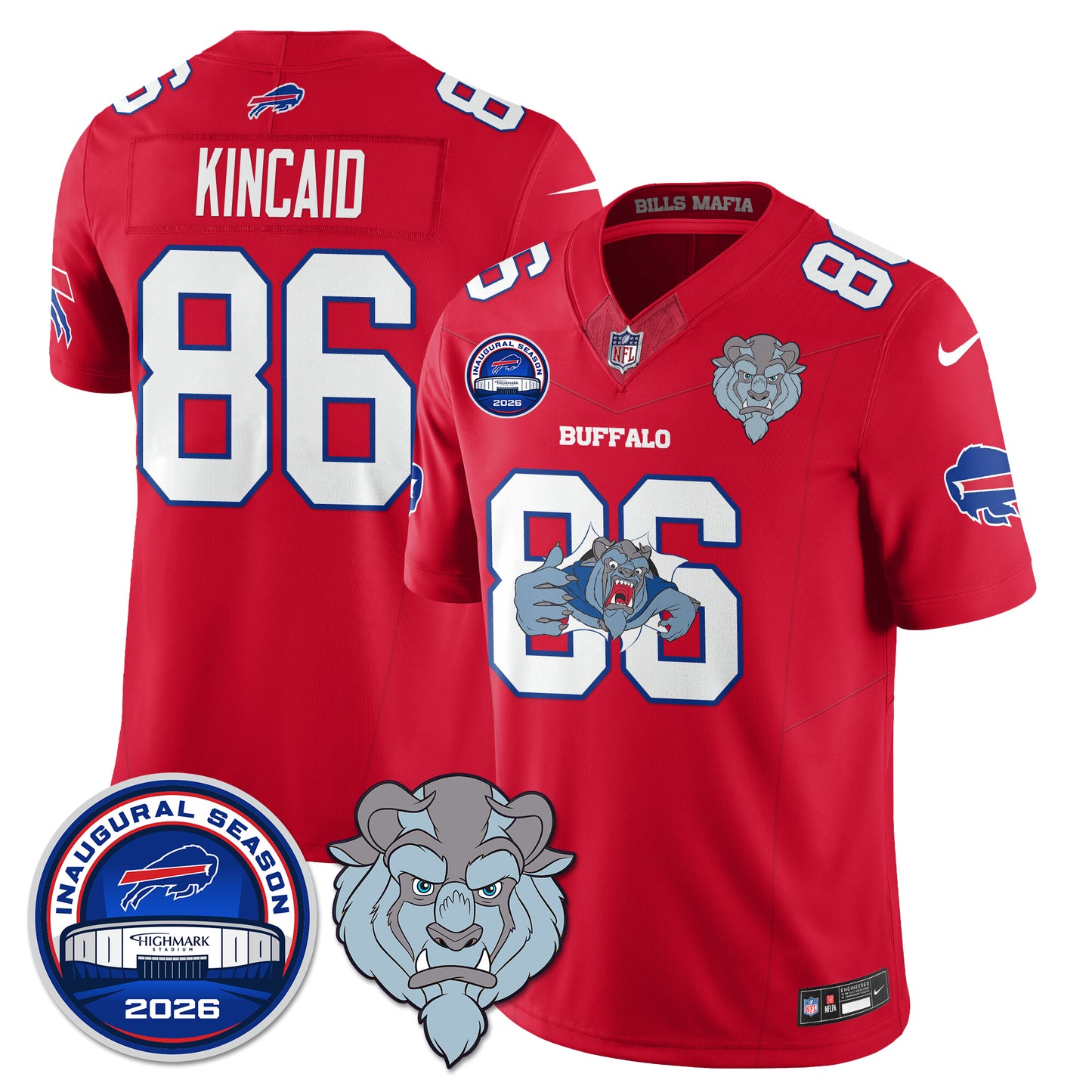 Buffalo Bills x Hairy Blue Beast Edition Vapor Jersey - Stitched