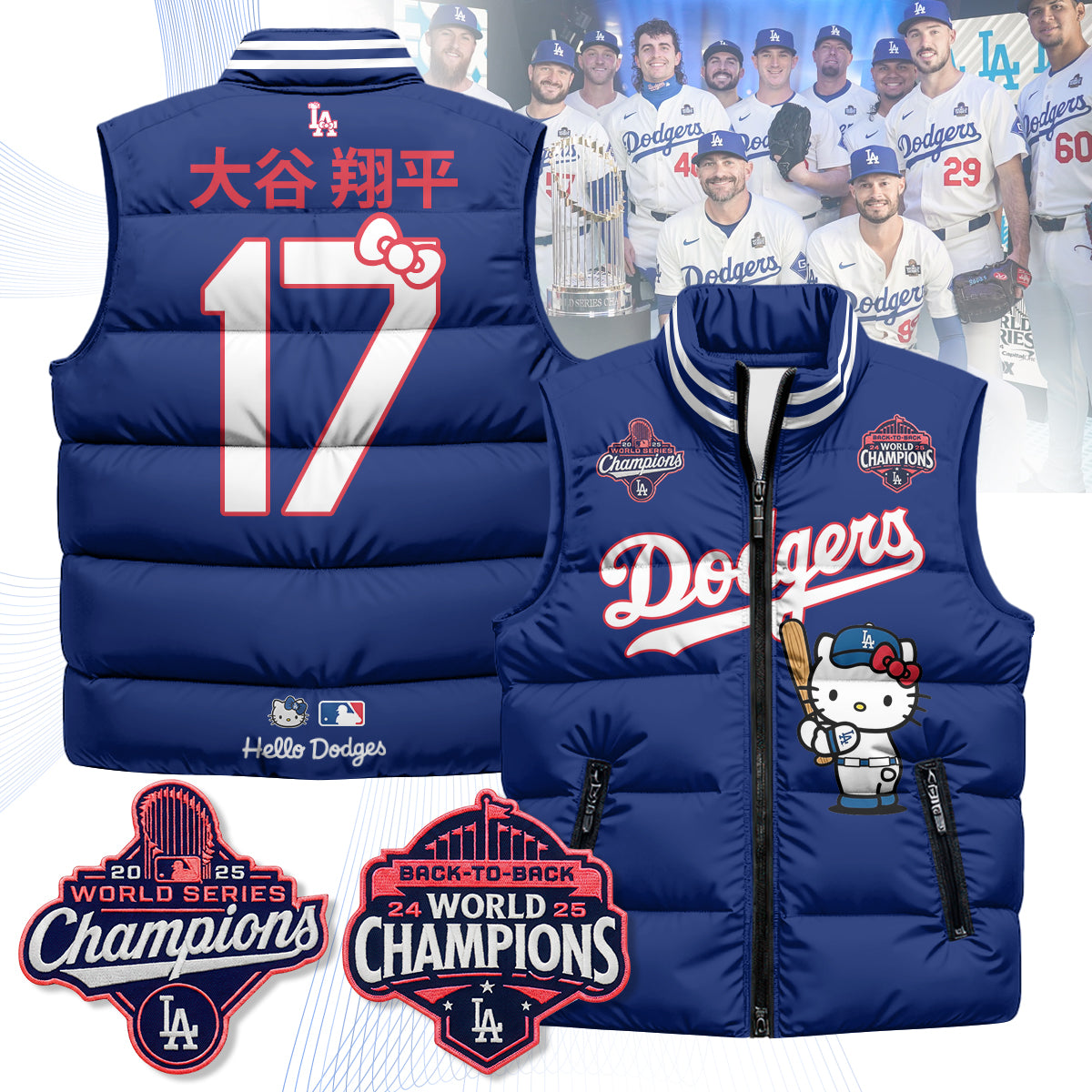 Los Angeles Dodgers Meow KT Edition Unisex Puffer Vest - Printed-NQD