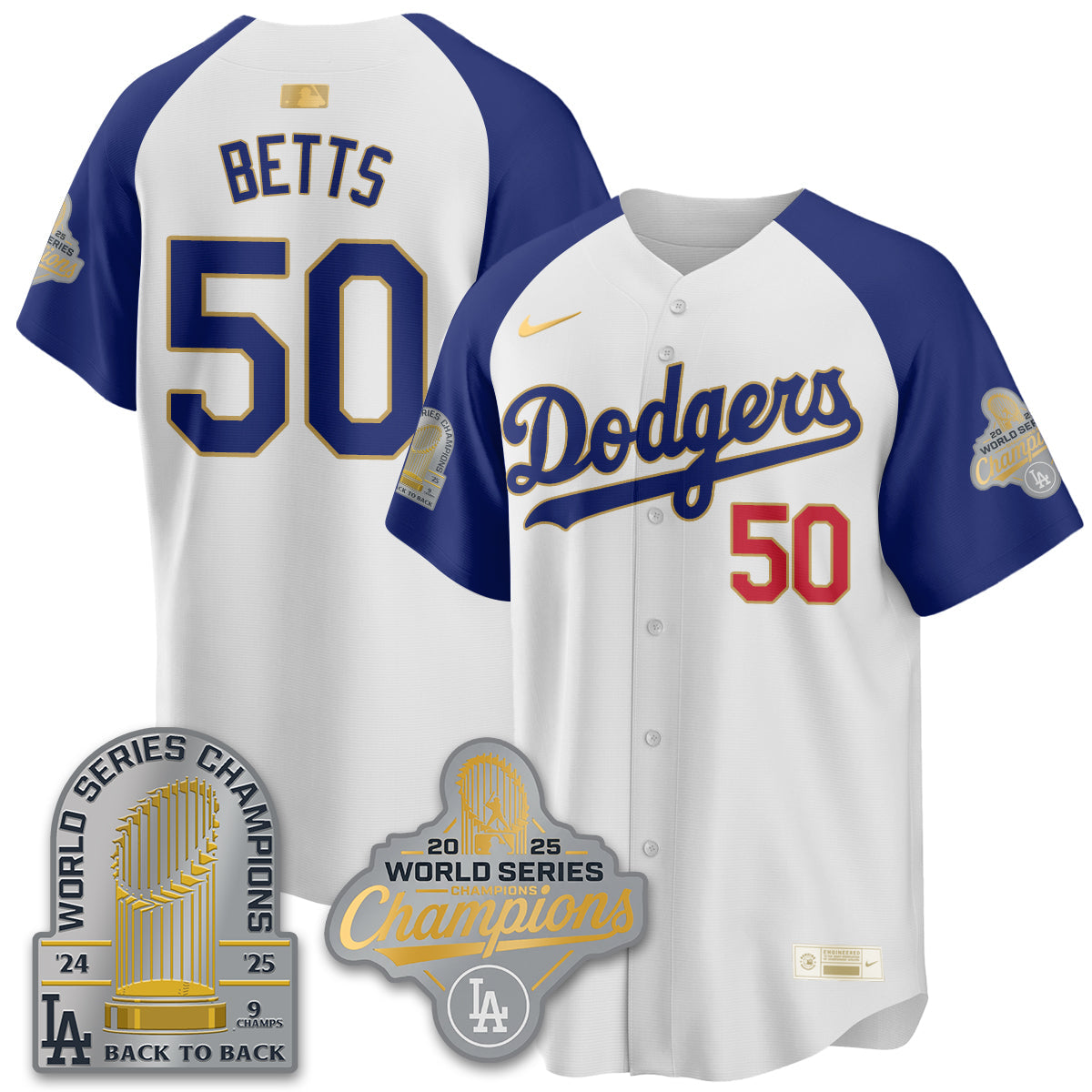 LAD Gold Collection Stadium Vapor Limited Jersey - 9x Champs - All Stitched