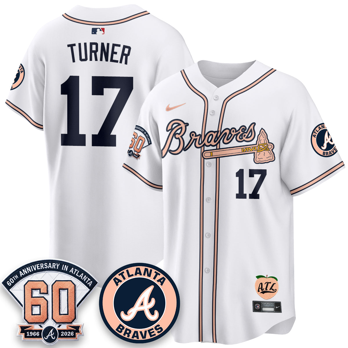 ATL 60th Anniversary Peach Edition Vapor Premier Limited Jersey - All Stitched-DMQ
