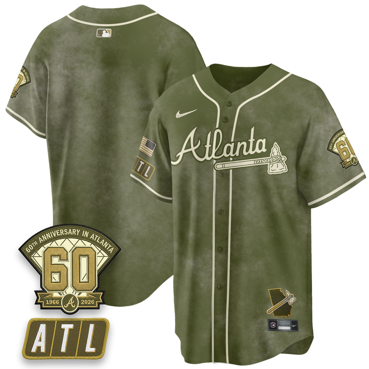 ATL New Era Olive 2026 Armed Forces Day Vapor Limited Jersey - Stitched-NQD