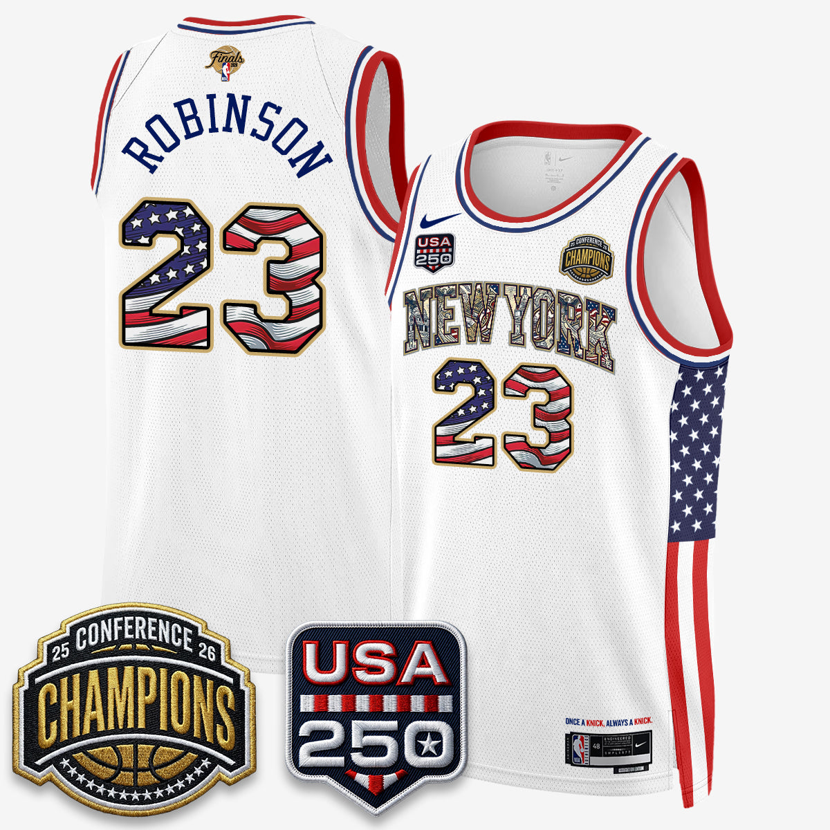 NYK 2026 NBA Eastern Conference Champions x Fourth of July Vapor Jersey - Stitched-NQD