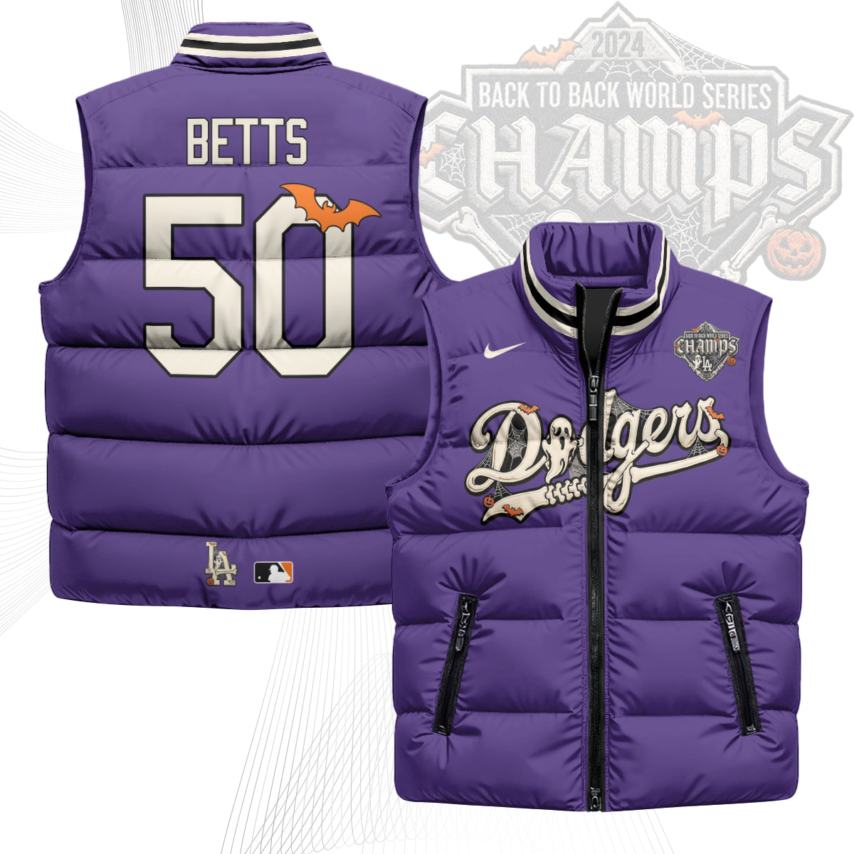 Los Angeles Dodgers Halloween 2026 Unisex Puffer Vest - Printed-NQD