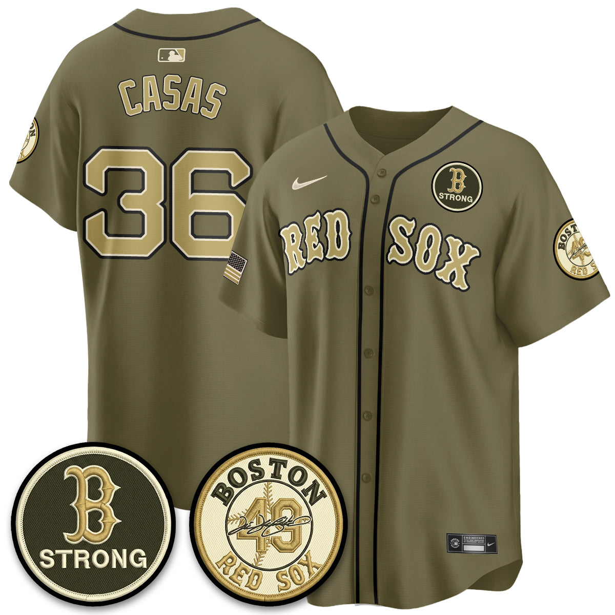 BOS New Era Olive 2026 Armed Forces Day Jersey - Stitched-NQD