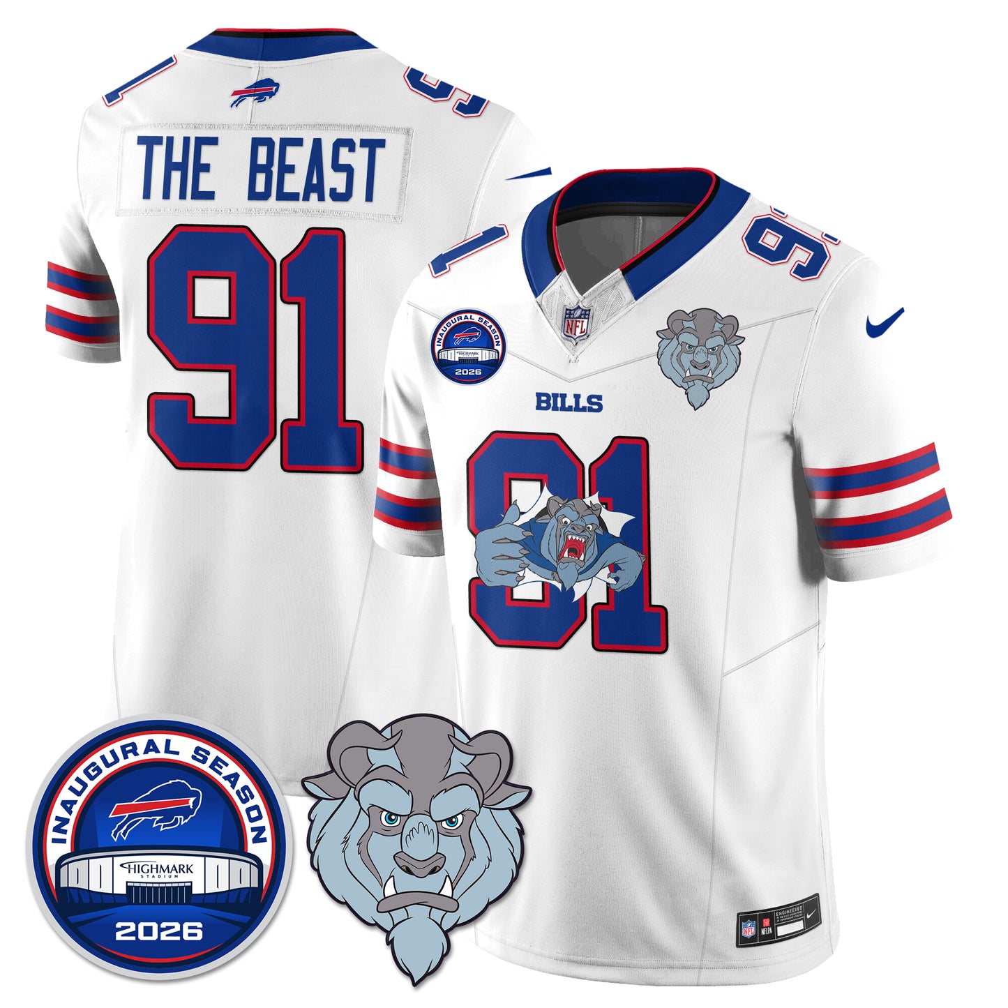 Buffalo Bills x Hairy Blue Beast Edition Vapor Jersey - Stitched