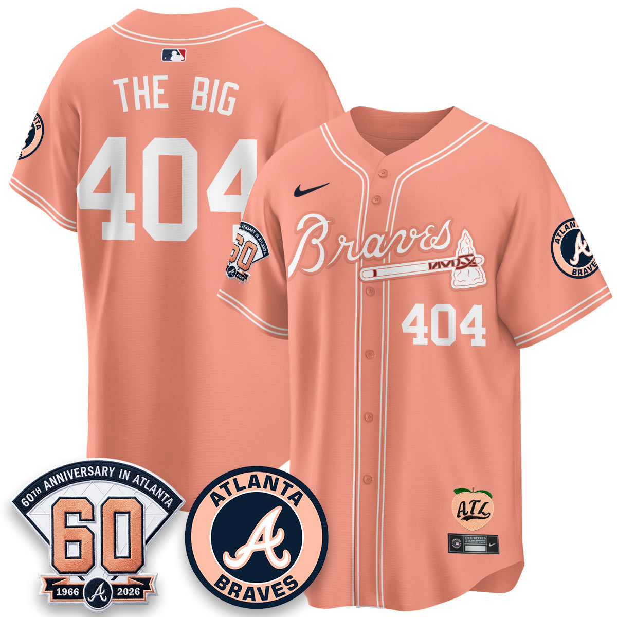 ATL 60th Anniversary Peach Edition Vapor Premier Limited Jersey - All Stitched-DMQ