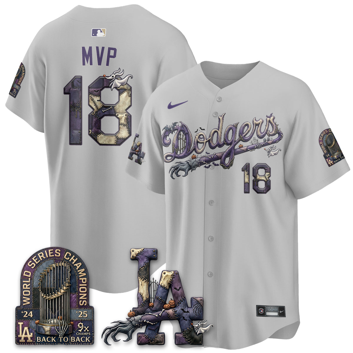 Los Angeles Dodgers Nightmare Edition Vapor Jersey - Printed