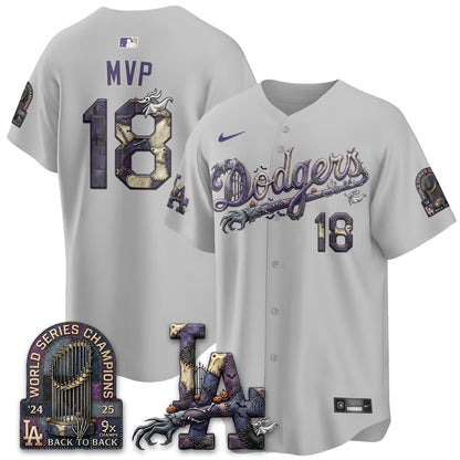 Los Angeles Dodgers Nightmare Edition Vapor Jersey - Printed