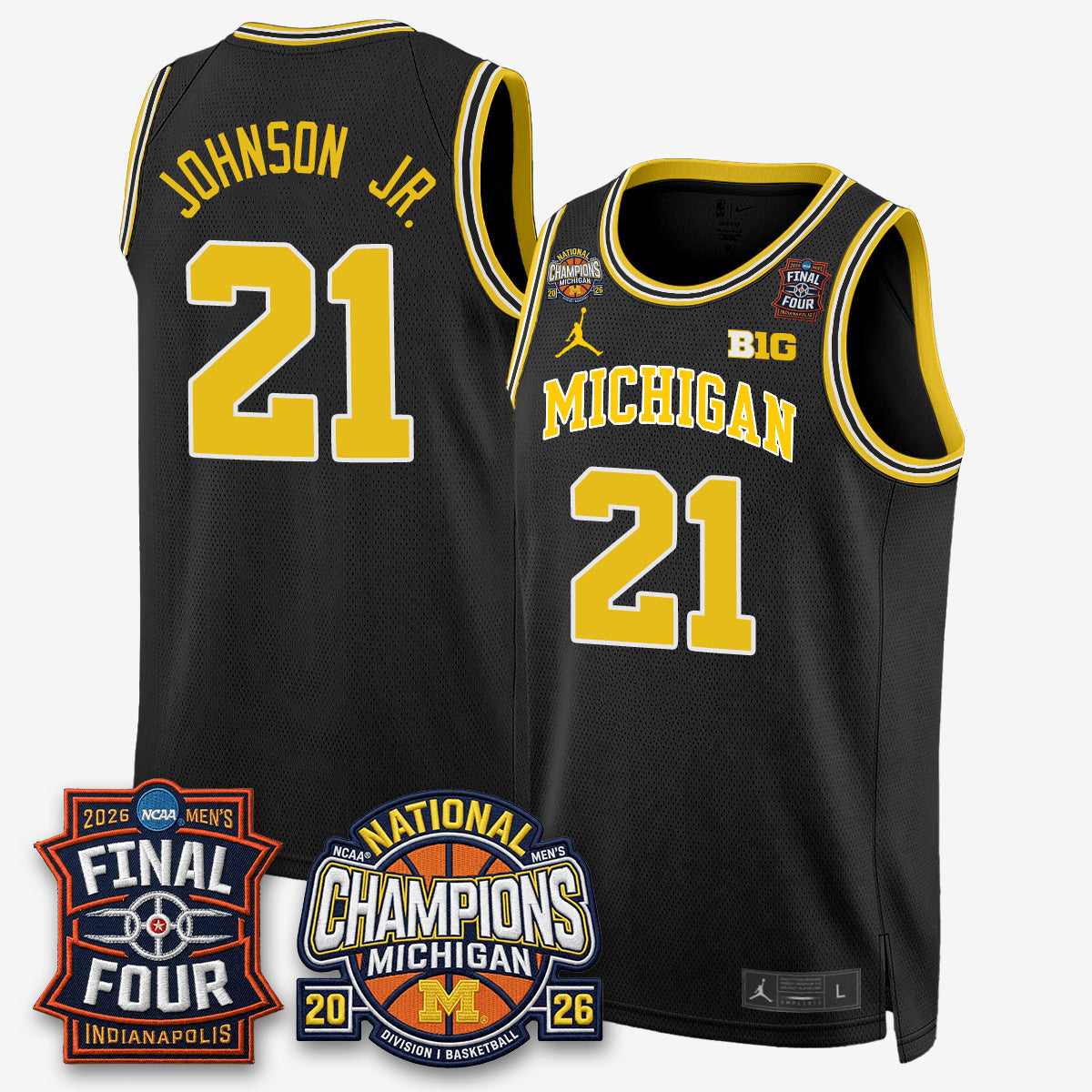 MICH Basketball National Champions Big Text Limited Vapor Jersey - Stitched-NQD