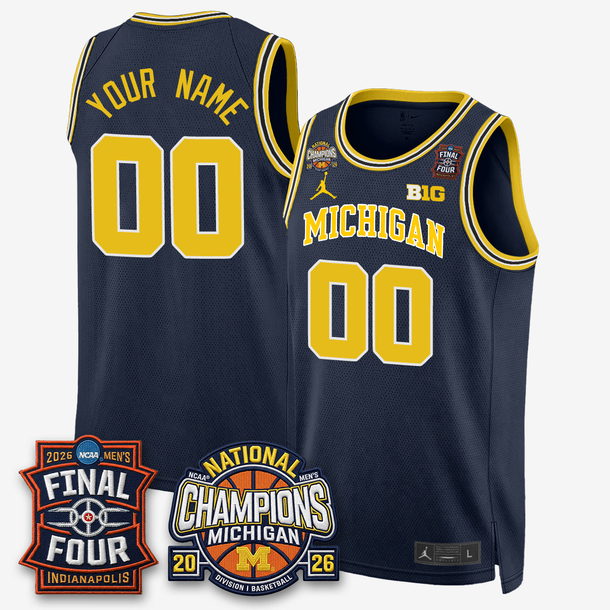 MICH Basketball National Champions Big Text Limited Vapor Custom Jersey - Stitched-NQD
