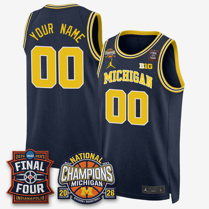 MICH Basketball National Champions Big Text Limited Vapor Custom Jersey - Stitched-NQD