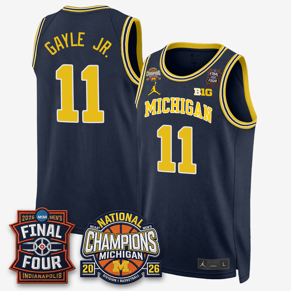 MICH Basketball National Champions Big Text Limited Vapor Jersey - Stitched-NQD