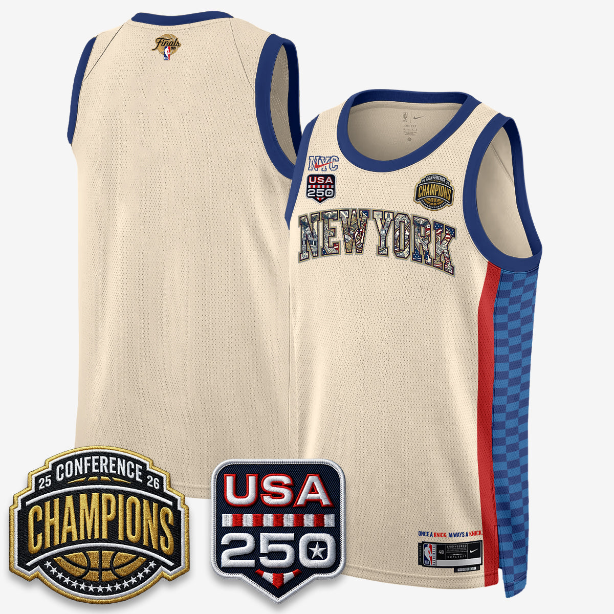 NYK 2026 NBA Eastern Conference Champions x Fourth of July Vapor Jersey - Stitched-NQD