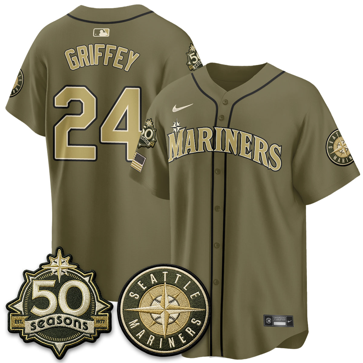 SEA New Era Olive 2026 Armed Forces Day Jersey - All Stitched